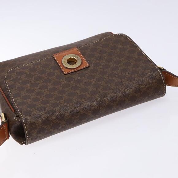 CELINE Macadam Canvas Shoulder Bag Pvc Leather Brown Gold - Picture 6 of 12